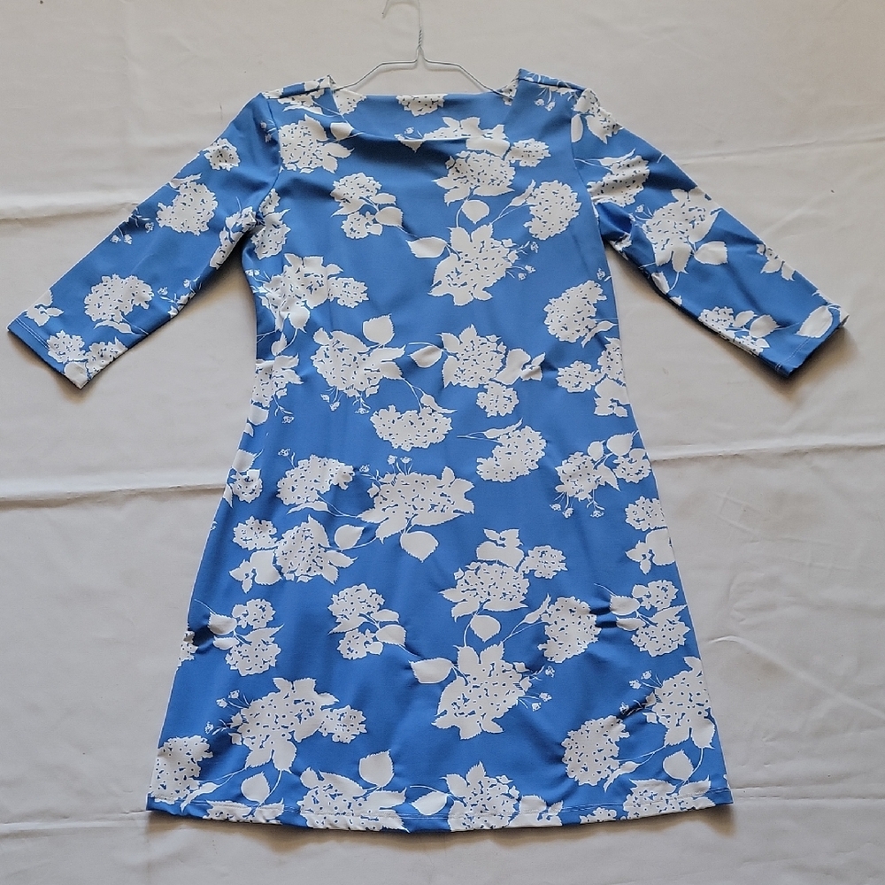 MAHI GOLD Blue and White Patterned Dress